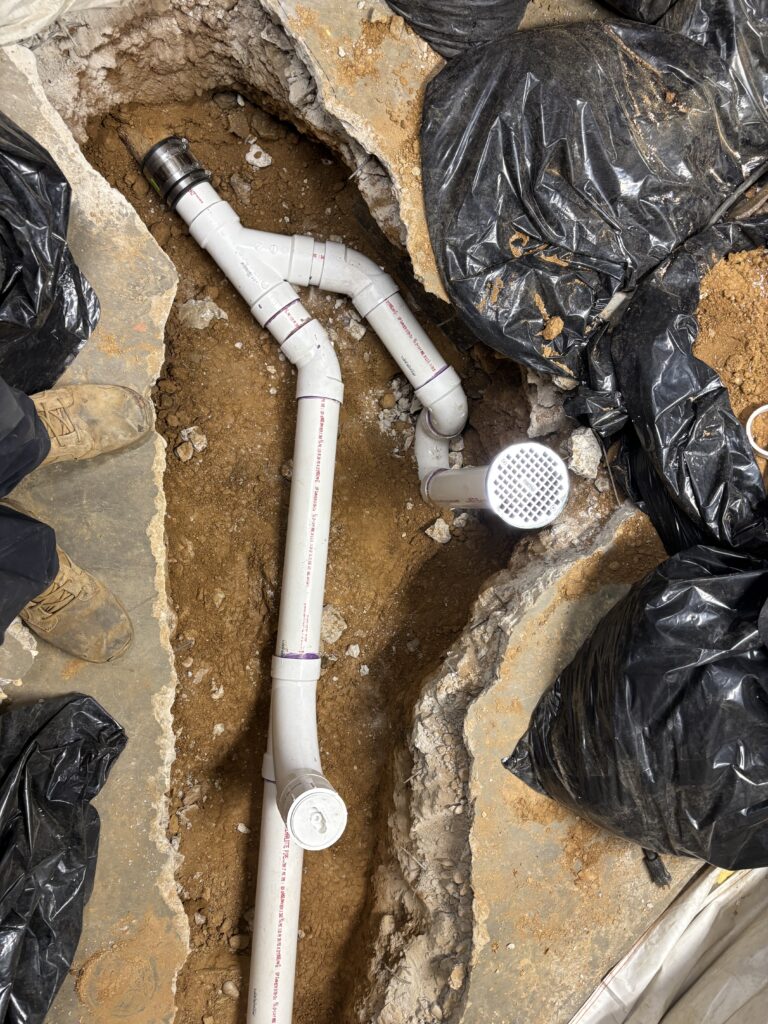 Failed pipe lining requiring full sewer line replacement